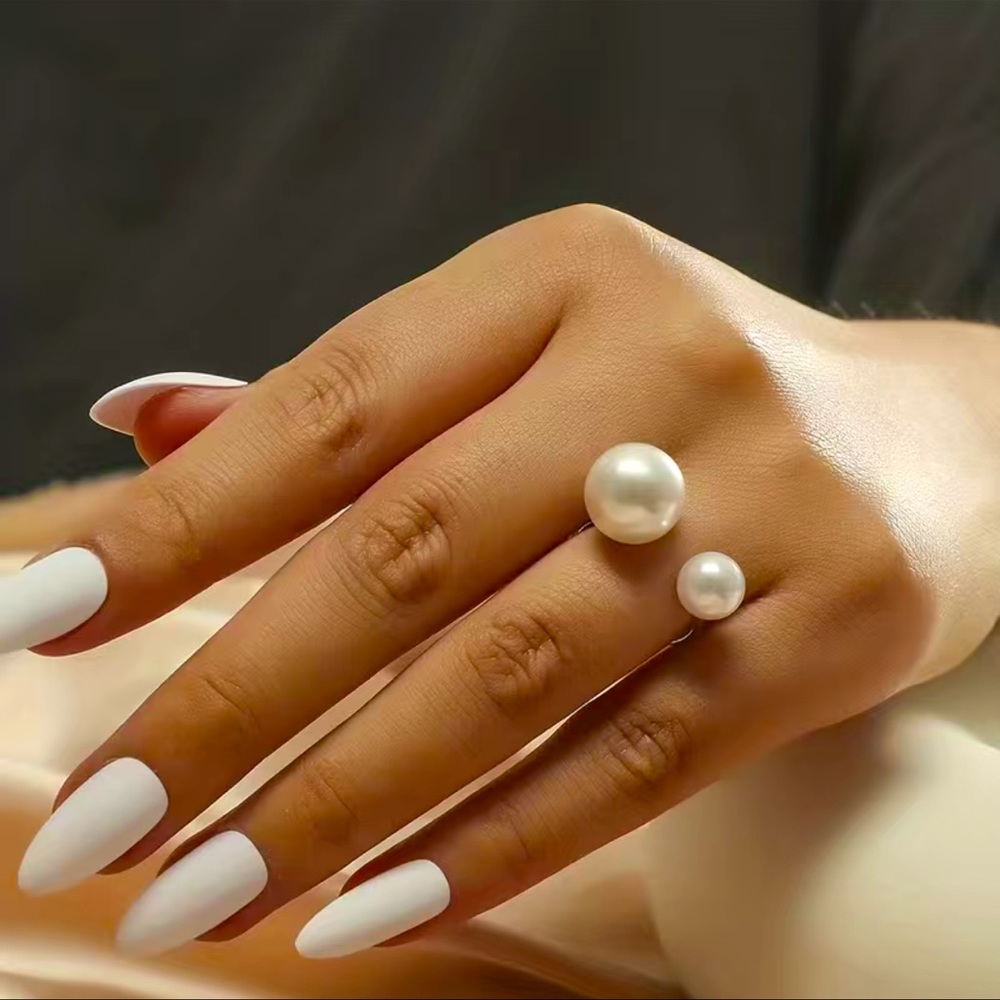 Silver 925 plated Large Pearl Open Ring